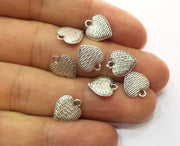 10 Heart Charms Antique Silver Plated Charms  (both side same) (12x10mm)  G18659