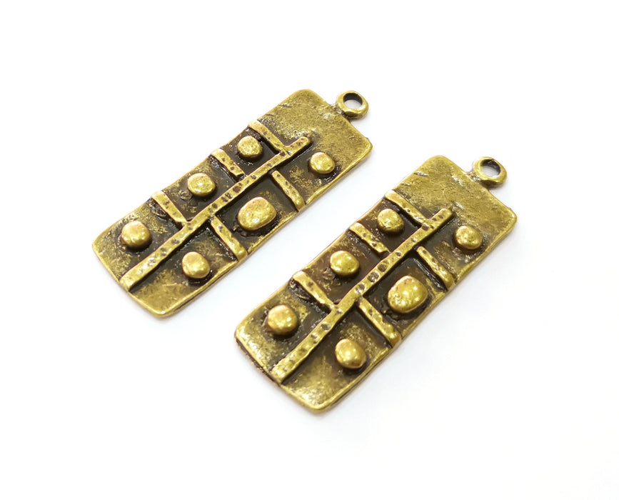 2 Antique Bronze Charms Antique Bronze Plated Charms (48x16mm)  G19243