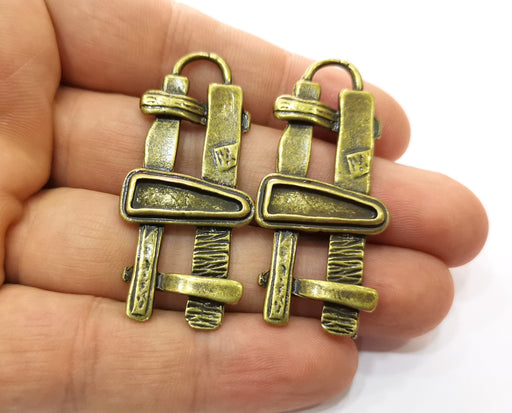 2 Antique Bronze Charms Antique Bronze Plated Charms (50x22mm) G19245