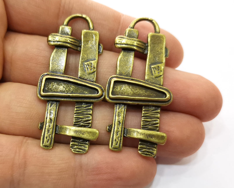 2 Antique Bronze Charms Antique Bronze Plated Charms (50x22mm) G19245