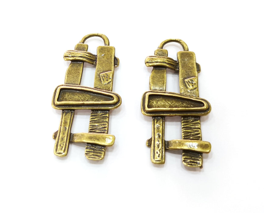 2 Antique Bronze Charms Antique Bronze Plated Charms (50x22mm) G19245