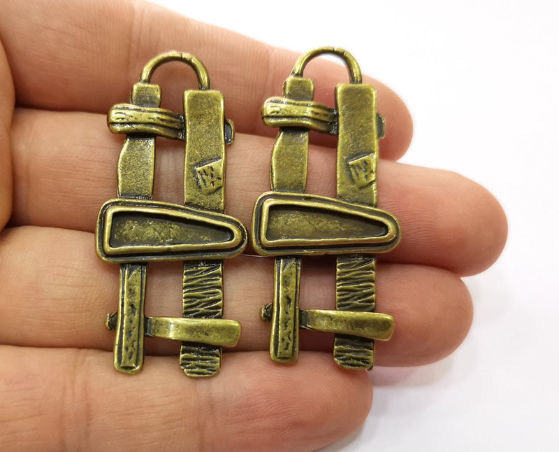 2 Antique Bronze Charms Antique Bronze Plated Charms (50x22mm) G19245