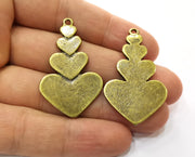 2 Antique Bronze Hearts Charms Antique Bronze Plated Charms (45x27mm)  G19246