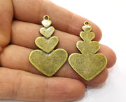 2 Antique Bronze Hearts Charms Antique Bronze Plated Charms (45x27mm)  G19246