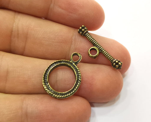 5 Toggle Clasps Antique Bronze Connector Antique Bronze Plated Clasp 25x8mm - 22x16mm  G19253