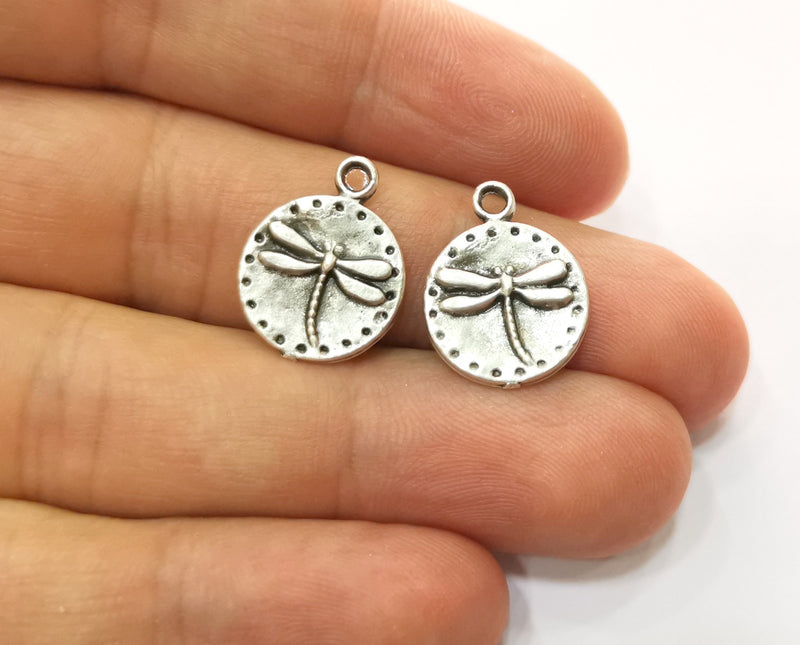 10 Silver Dragonfly Charms Antique Silver Plated Charm (19x15mm) G18664