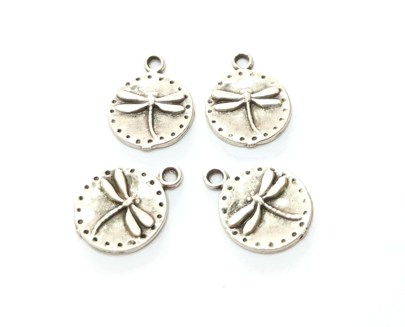 10 Silver Dragonfly Charms Antique Silver Plated Charm (19x15mm) G18664
