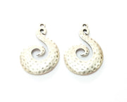 2 Silver Hammered Charms Antique Silver Plated Charms (34x22mm)  G18666