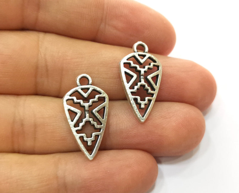 10 Silver Charms Antique Silver Plated Charms (24x13mm)  G18669