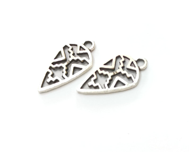 10 Silver Charms Antique Silver Plated Charms (24x13mm)  G18669