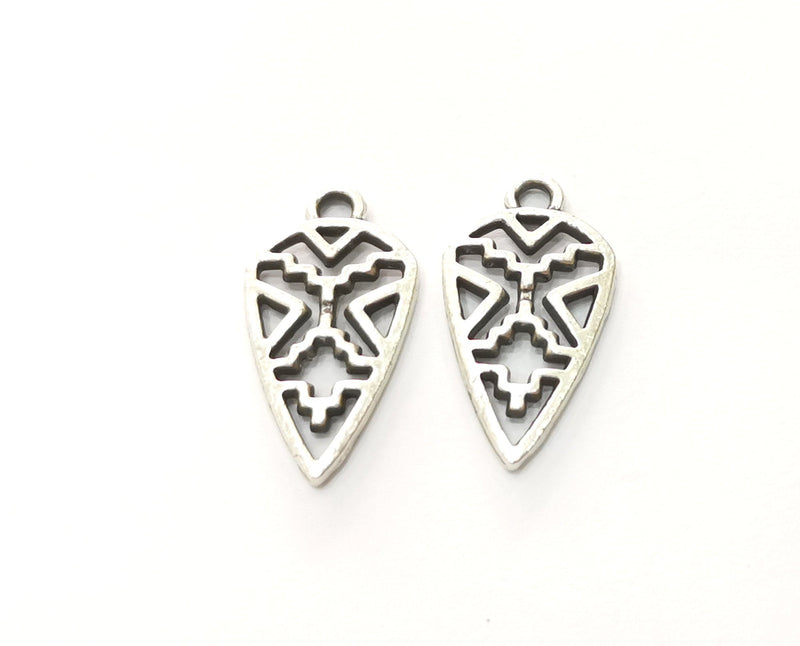 10 Silver Charms Antique Silver Plated Charms (24x13mm)  G18669