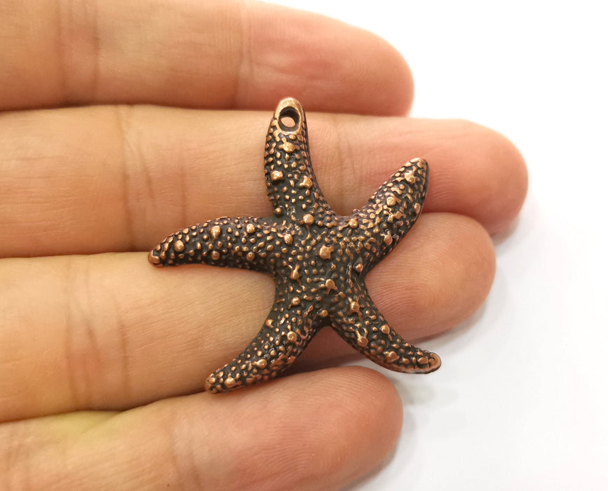 2 Starfish Charms Antique Copper Plated Charms (37x35mm)  G18675
