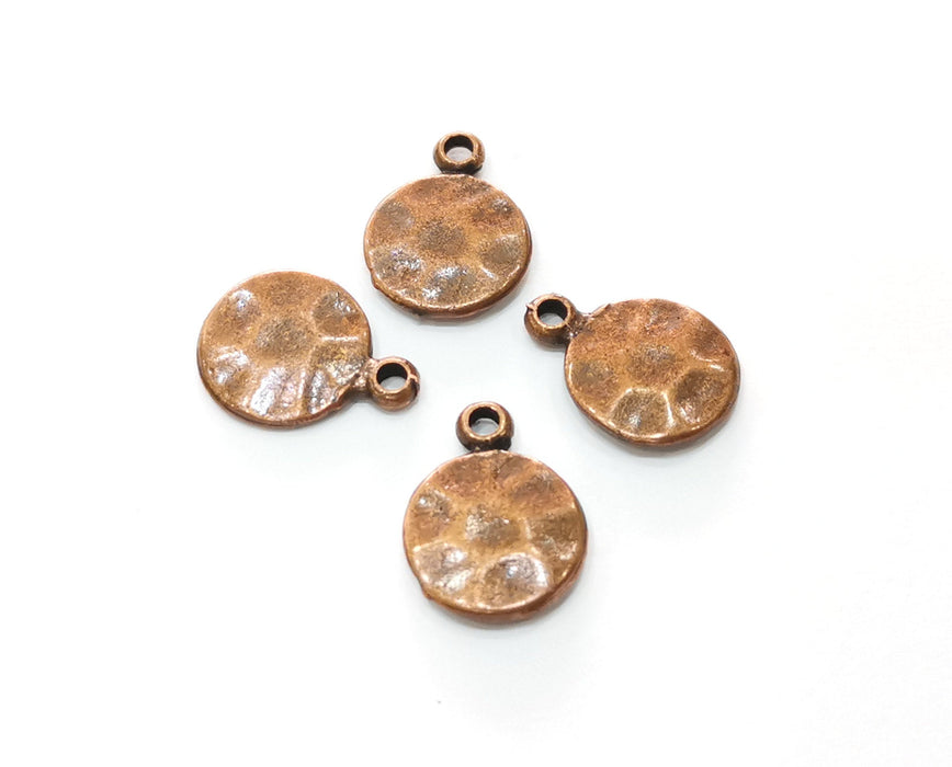 10 Hammered Round Charms Antique Copper Plated Charms (15x11mm)  G18674