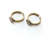 Ring Blank Setting Hammered Ring Base Bezel Ring Backs Glass Cabochon Mounting Adjustable Antique Bronze Plated Ring (10mm ) G19254