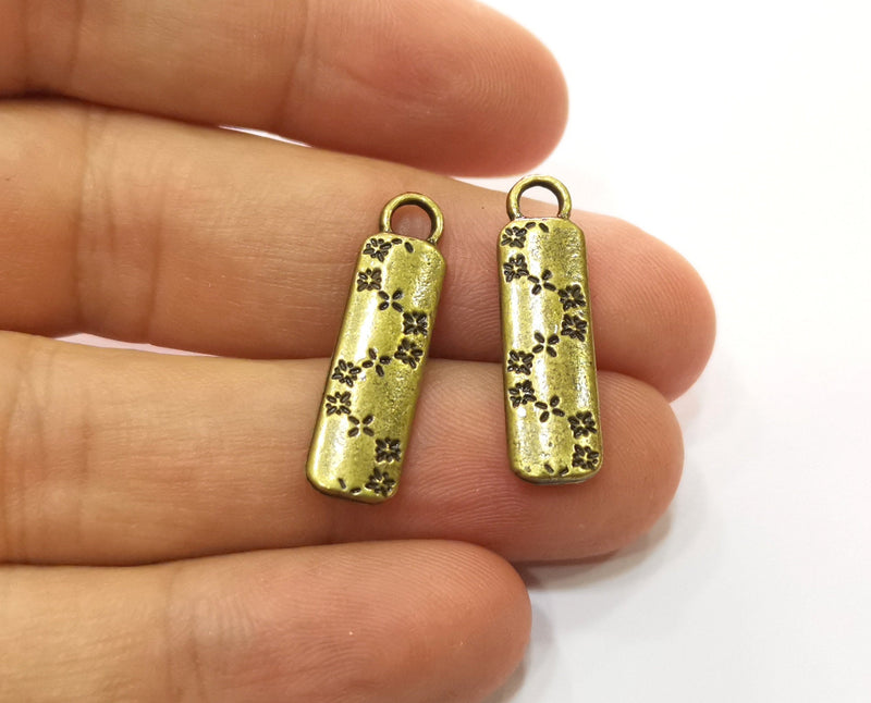 5 Antique Bronze Charms Antique Bronze Plated Charms (Both Side Same)  (27x7mm) G19255