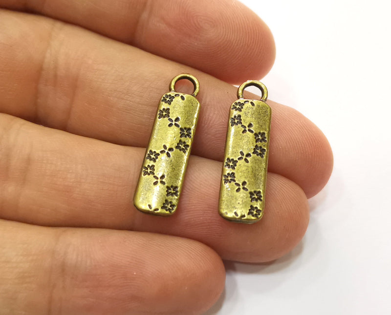 5 Antique Bronze Charms Antique Bronze Plated Charms (Both Side Same)  (27x7mm) G19255