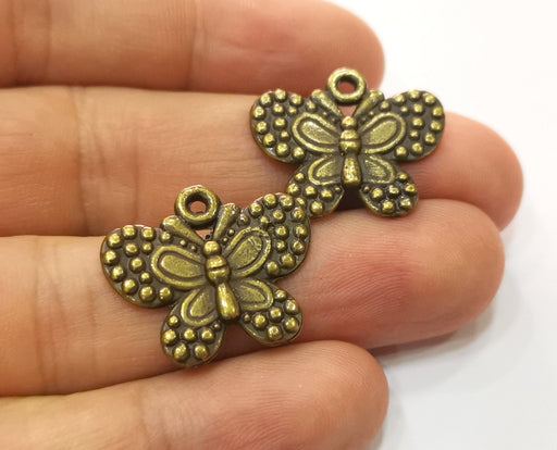5 Butterfly Charms Antique Bronze Plated Charm (24x20mm) G19264