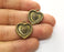 6 Heart Flower Charms Antique Bronze Plated Charms (20x18mm)  G19265