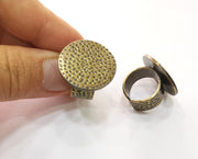 Ring Blank Setting Hammered Ring Base Bezel Ring Backs Glass Cabochon Mounting Adjustable Antique Bronze Plated Ring (25mm ) G19267