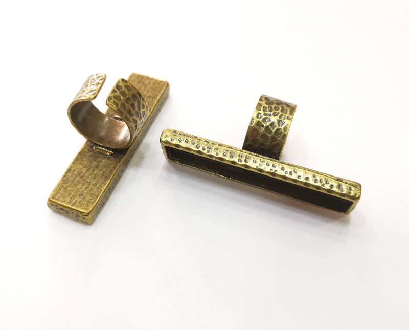 Ring Blank Setting Hammered Ring Base Bezel inlay Ring Backs Glass Cabochon Mounting Adjustable Antique Bronze Plated Ring (50x10mm ) G19268