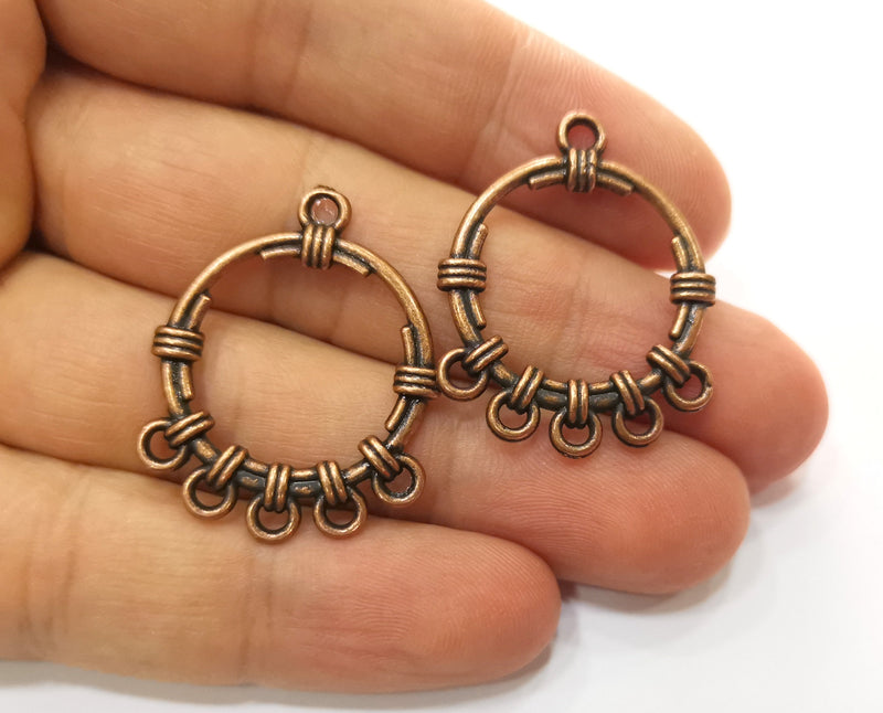 4 Copper Charms Connector Antique Copper Plated Charms (33x26mm)  G18678