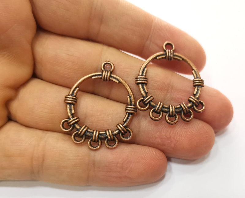 4 Copper Charms Connector Antique Copper Plated Charms (33x26mm)  G18678