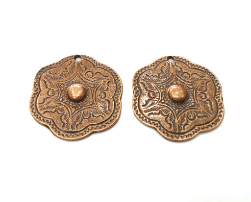 2 Copper Charms Antique Copper Plated Charms (37x35mm)  G18679