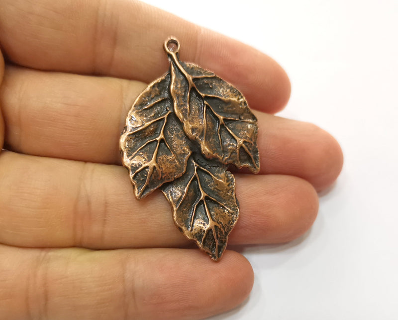 2 Leaf Charms Antique Copper Plated Charms (51x32mm) G18681