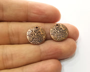 5 Flower Charms Antique Copper Plated Charms (15mm)  G18683