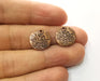 5 Flower Charms Antique Copper Plated Charms (15mm)  G18683