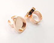 Rose Gold Ring Blank Base Bezel Settings Rose Gold Cabochon Base Mountings Adjustable Resin Ring (25x18mm Blank)  G18699
