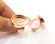 Rose Gold Ring Blank Base Bezel Settings Rose Gold Cabochon Base Mountings Adjustable Resin Ring (25x18mm Blank)  G18699
