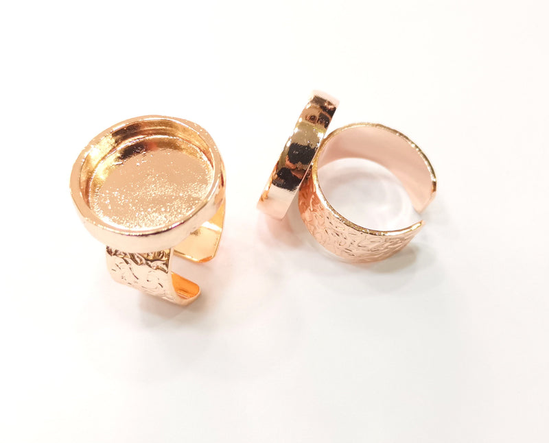 Rose Gold Ring Blank Base Bezel Settings Rose Gold Cabochon Base Mountings Adjustable Resin Ring (18mm Blank)  G18700
