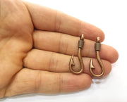 2 Copper Hook Charms Antique Copper Plated Charms (36x13mm) G18704