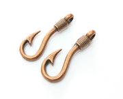 2 Copper Hook Charms Antique Copper Plated Charms (36x13mm) G18704
