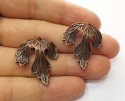2 Leaf Charms Antique Copper Plated Charms (30x25mm) G18706