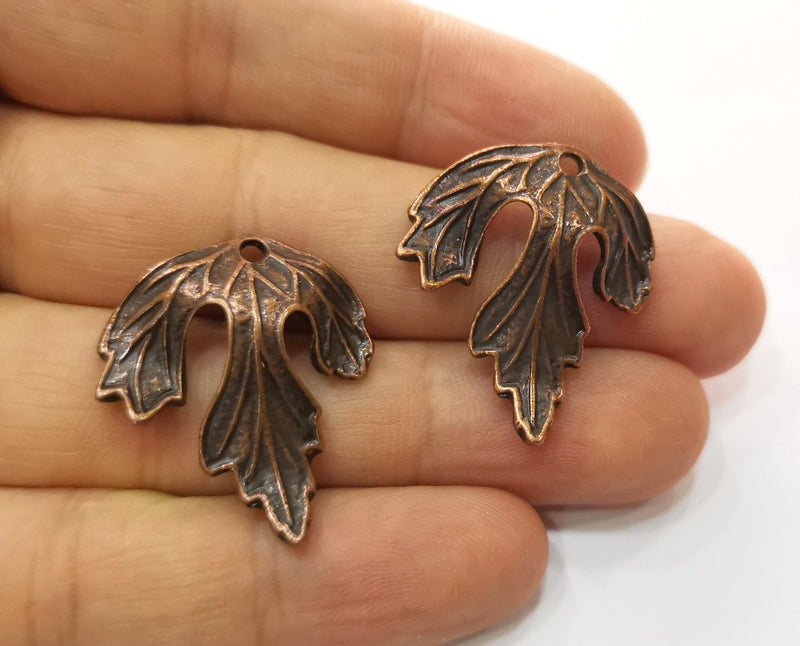 2 Leaf Charms Antique Copper Plated Charms (30x25mm) G18706