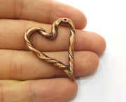 2 Heart Charms Antique Copper Plated Charms (40x34mm) G18707