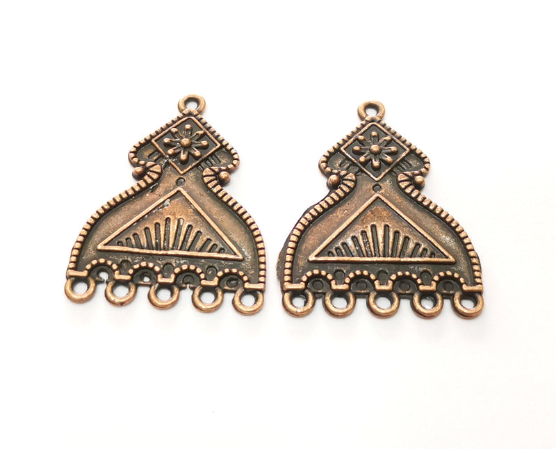 2 Copper Charms Connector with five holes Antique Copper Plated Charms (33x25mm)  G18709