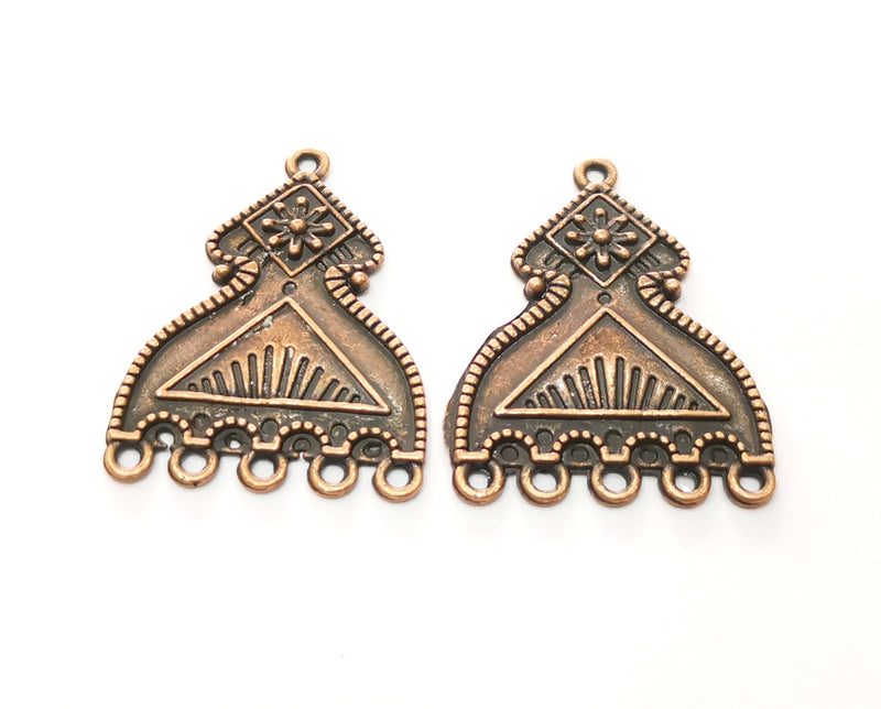 2 Copper Charms Connector with five holes Antique Copper Plated Charms (33x25mm)  G18709