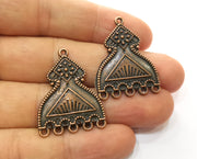 2 Copper Charms Connector with five holes Antique Copper Plated Charms (33x25mm)  G18709