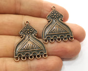2 Copper Charms Connector with five holes Antique Copper Plated Charms (33x25mm)  G18709