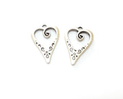 10 Heart Charms Antique Silver Plated Charms (25x17mm) G18715
