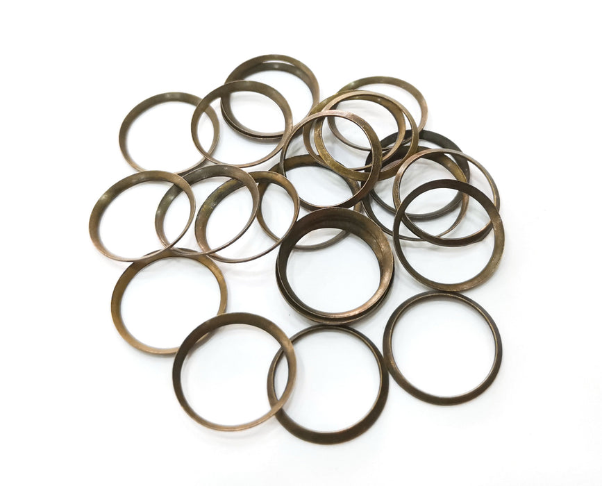 20 Circle Connector Findings Antique Bronze Connector Antique Bronze Plated Metal  (17mm) G19271
