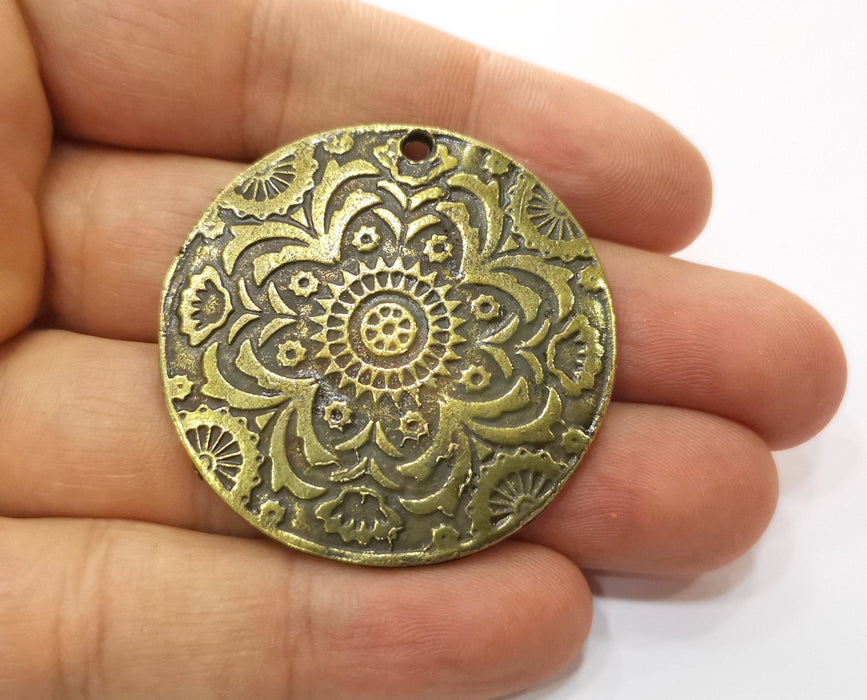 Antique Bronze Tribal Pendant Ethnic Pendant  Medallion Pendant   (44mm) G19273