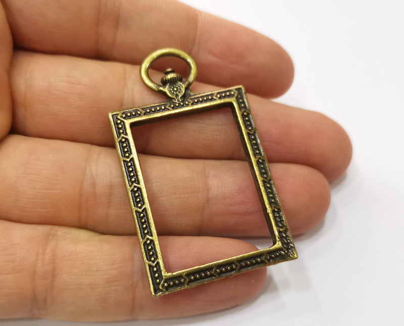 2 Antique Bronze Frame Charms Antique Bronze Plated Charms (52x30mm) G19274