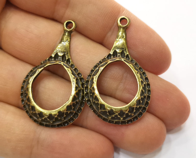 2 Antique Bronze Charm Antique Bronze Plated Charm (40x24mm) G19275
