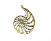 2 Ammonite Charms Antique Bronze Plated Charms (50x34mm)  G19278