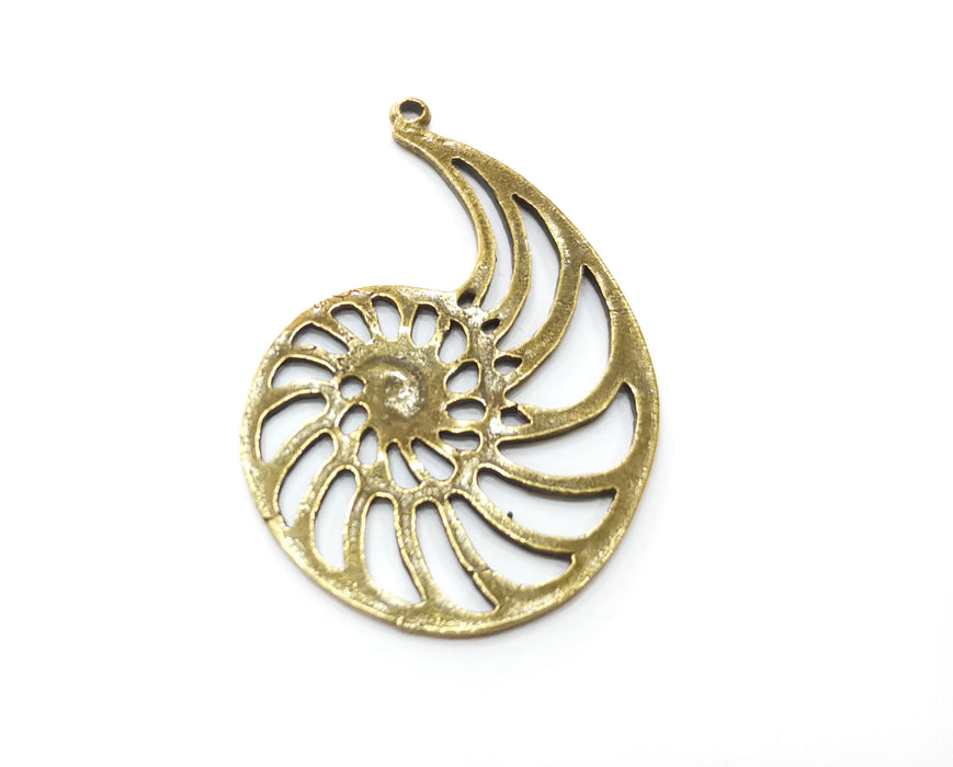 2 Ammonite Charms Antique Bronze Plated Charms (50x34mm)  G19278