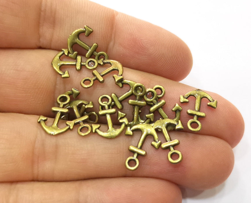 20 Anchor Charms Antique Bronze Plated Charms (13x10mm) G19279